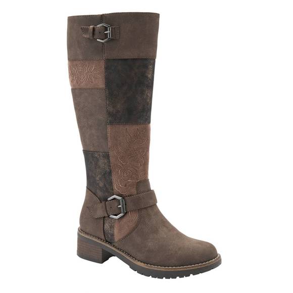 NEW PATRIZIA women's collage tall boots in brown multi - Picture 2 of 6